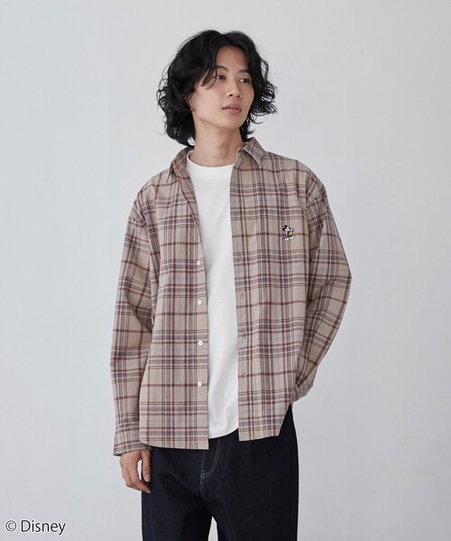 Disney（ディズニー）の「coen限定／Disney（ディズニー）チェックシャツ（シャツ/ブラウス・メンズ・ベージュ/ダークグリーン・M/L/XL）」の14枚目の写真