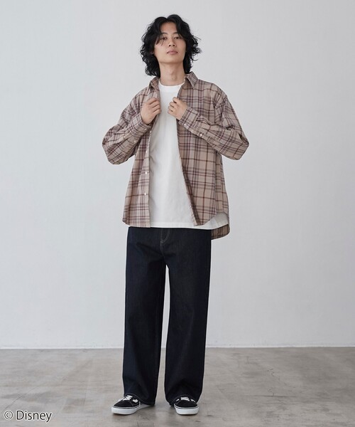 Disney（ディズニー）の「coen限定／Disney（ディズニー）チェックシャツ（シャツ/ブラウス・メンズ・ベージュ/ダークグリーン・M/L/XL）」の15枚目の写真