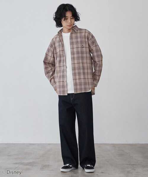Disney（ディズニー）の「coen限定／Disney（ディズニー）チェックシャツ（シャツ/ブラウス・メンズ・ベージュ/ダークグリーン・M/L/XL）」の17枚目の写真
