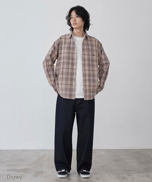 Disney（ディズニー）の「coen限定／Disney（ディズニー）チェックシャツ（シャツ/ブラウス・メンズ・ベージュ/ダークグリーン・M/L/XL）」の19枚目の写真