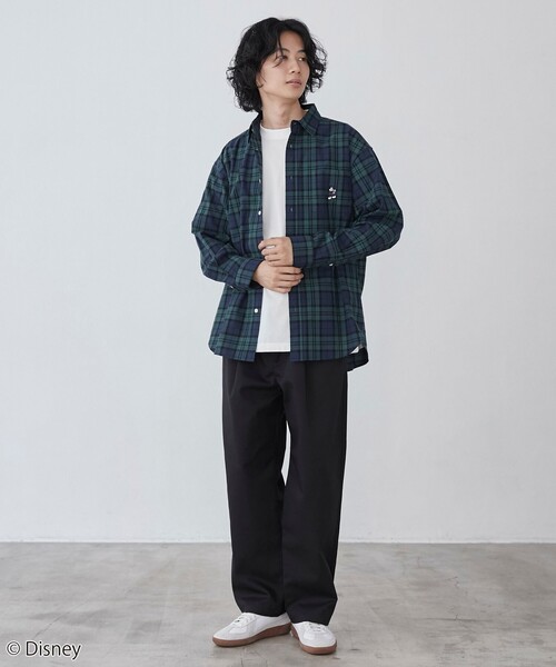 Disney（ディズニー）の「coen限定／Disney（ディズニー）チェックシャツ（シャツ/ブラウス・メンズ・ベージュ/ダークグリーン・M/L/XL）」の21枚目の写真