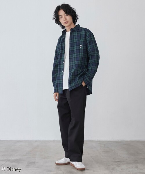 Disney（ディズニー）の「coen限定／Disney（ディズニー）チェックシャツ（シャツ/ブラウス・メンズ・ベージュ/ダークグリーン・M/L/XL）」の6枚目の写真