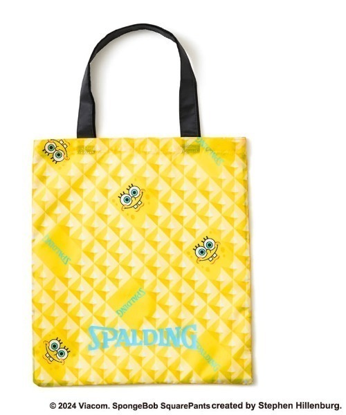 SPALDING(スポルディング)の「【SPALDING/スポルディング】パッカブルトートバッグ/スポンジボブコラボアイテム(トートバッグ・メンズ・イエロー/マルチ/ライトイエロー・FREE)」の2枚目の写真
