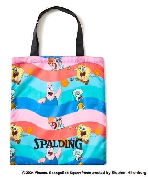 SPALDING(スポルディング)の「【SPALDING/スポルディング】パッカブルトートバッグ/スポンジボブコラボアイテム(トートバッグ・メンズ・イエロー/マルチ/ライトイエロー・FREE)」の3枚目の写真