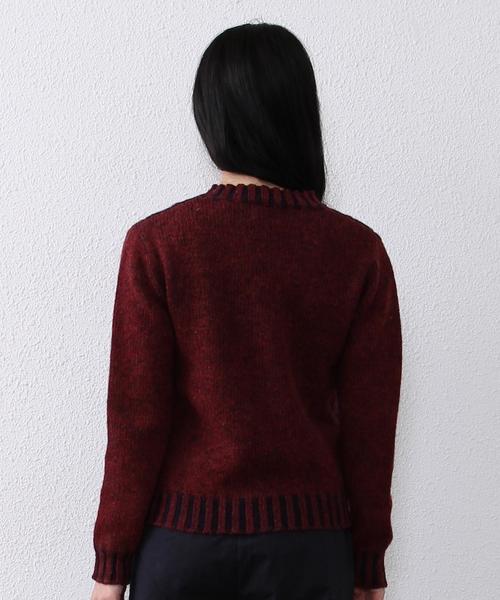 coen(コーエン)の「ダブルプレーティングケーブルクルーネックニット§(ニット/セーター・レディース・グレー/ワイン・MEDIUM/LARGE)」の4枚目の写真