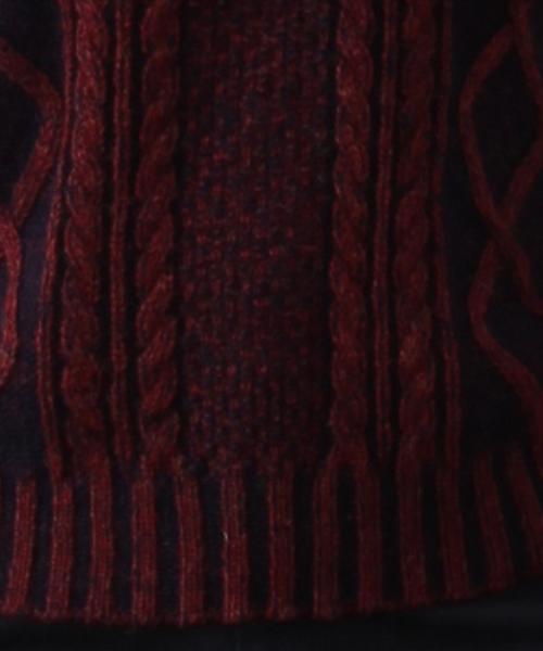 coen(コーエン)の「ダブルプレーティングケーブルクルーネックニット§(ニット/セーター・レディース・グレー/ワイン・MEDIUM/LARGE)」の5枚目の写真