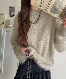 classicalelf(クラシカルエルフ)の大人の極上シンプルスタイル。もちもちシャギーモックネックプルオーバーニット(ニット/セーター)