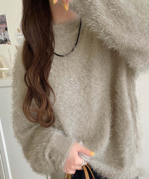 セール】大人の極上シンプルスタイル。もちもちシャギーモックネック