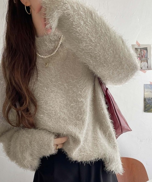 セール】大人の極上シンプルスタイル。もちもちシャギーモックネック