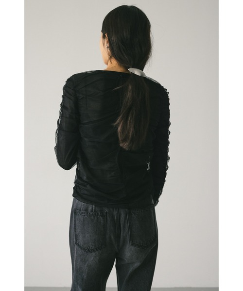 STYLEMIXER(スタイルミキサー)の「2ピースチュールレイヤードトップ(ニット/セーター・レディース・ブラック/ブルー/ホワイト・FREE)」の17枚目の写真