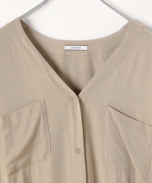 BAYFLOW（ベイフロー）の「[上品な微光沢素材にアップデート]袖リブシャツワンピース（シャツ/ブラウス・レディース・ブルー/チャコール/ベージュ・FREE）」の19枚目の写真
