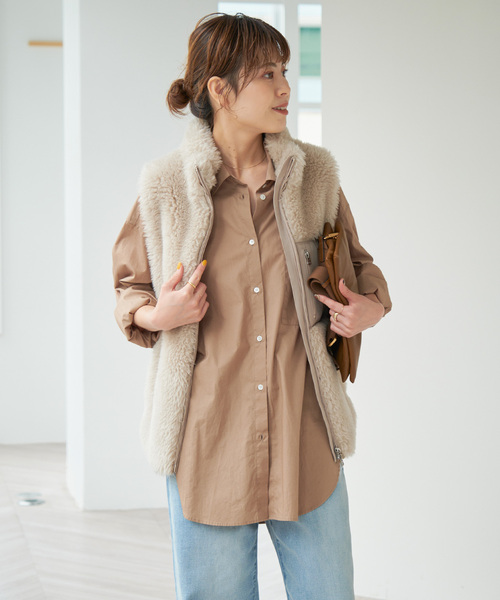 完売品　2024SS スピックアンドスパン　50コットンオーバーシャツ ベージュ 2024☆完売品 Spick＆Span 50コットン オーバー シャツ ベージュ