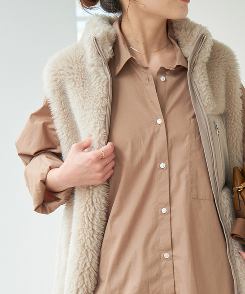 Spick & Span（スピックアンドスパン）の「≪追加≫50コットンオーバーシャツ（シャツ/ブラウス・レディース・カーキ/ベージュ/ホワイト/サックスブルー・FREE）」の15枚目の写真