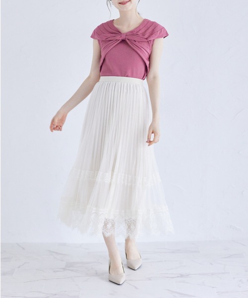 tocco closet(トッコ クローゼット)の「リボンデザインリブニットプルオーバー(ニット/セーター・レディース・ベージュ/ピンク/ブラウン・M)」の14枚目の写真