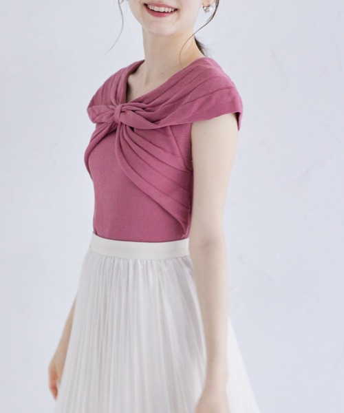 tocco closet(トッコ クローゼット)の「リボンデザインリブニットプルオーバー(ニット/セーター・レディース・ベージュ/ピンク/ブラウン・M)」の17枚目の写真