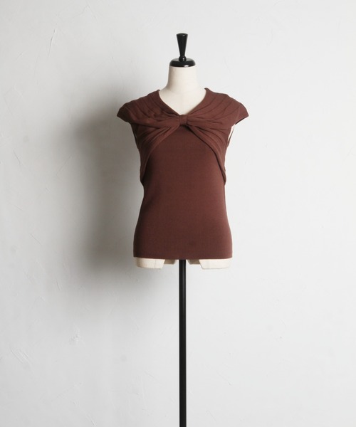 tocco closet(トッコ クローゼット)の「リボンデザインリブニットプルオーバー(ニット/セーター・レディース・ベージュ/ピンク/ブラウン・M)」の20枚目の写真