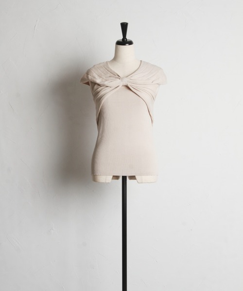 tocco closet(トッコ クローゼット)の「リボンデザインリブニットプルオーバー(ニット/セーター・レディース・ベージュ/ピンク/ブラウン・M)」の21枚目の写真