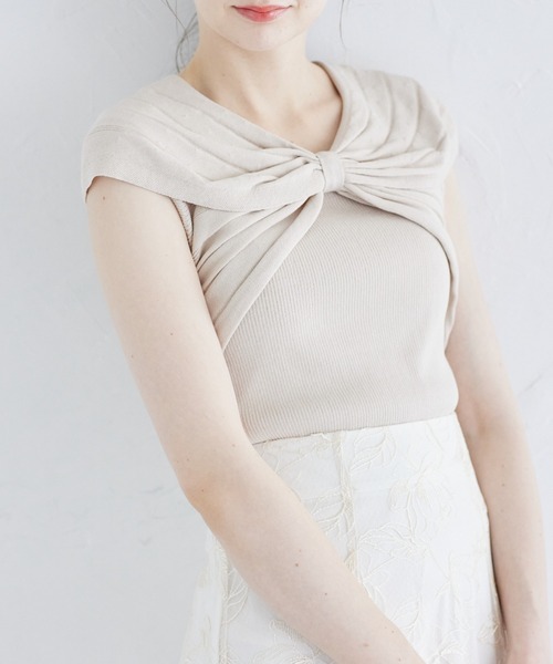 tocco closet(トッコ クローゼット)の「リボンデザインリブニットプルオーバー(ニット/セーター・レディース・ベージュ/ピンク/ブラウン・M)」の11枚目の写真