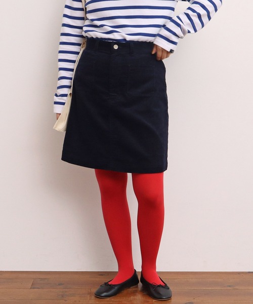 CHILD WOMAN（チャイルドウーマン）の「14Ｗコール ミニスカート（スカート・レディース・ブラウン/ネイビー・36/38）」の2枚目の写真