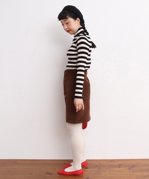 CHILD WOMAN（チャイルドウーマン）の「14Ｗコール ミニスカート（スカート・レディース・ブラウン/ネイビー・36/38）」の7枚目の写真