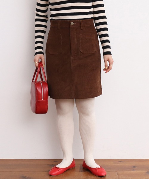 CHILD WOMAN（チャイルドウーマン）の「14Ｗコール ミニスカート（スカート・レディース・ブラウン/ネイビー・36/38）」の5枚目の写真