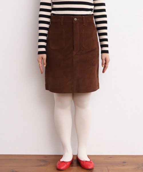 CHILD WOMAN（チャイルドウーマン）の「14Ｗコール ミニスカート（スカート・レディース・ブラウン/ネイビー・36/38）」の9枚目の写真