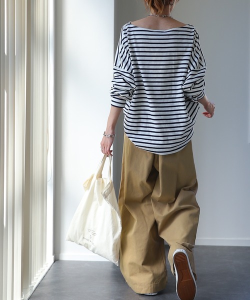 HUG.U（ハグユー）の「スラっとベイカーパンツ（チノパンツ・レディース・グレー/ベージュ/キナリ/ライトグリーン/ブラック/カーキ・M/L）」の12枚目の写真