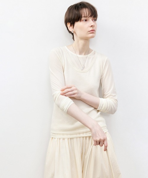 tageechita（タジチタ）の「【TAGEECHITA】ベーシックシアートップス（Tシャツ/カットソー・レディース・アイボリー/オリーブ・L/M/S）」の3枚目の写真