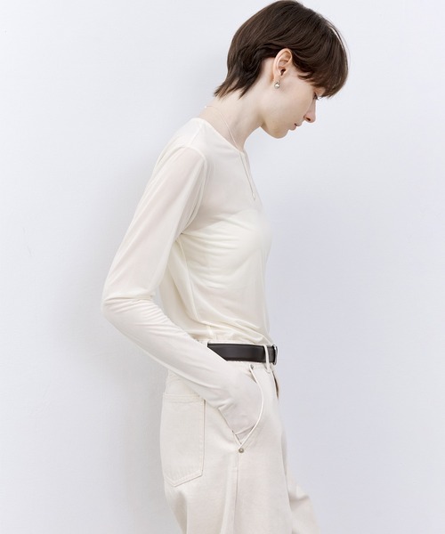 tageechita（タジチタ）の「【TAGEECHITA】ベーシックシアートップス（Tシャツ/カットソー・レディース・アイボリー/オリーブ・L/M/S）」の10枚目の写真
