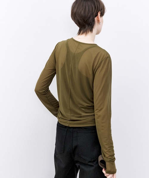 tageechita（タジチタ）の「【TAGEECHITA】ベーシックシアートップス（Tシャツ/カットソー・レディース・アイボリー/オリーブ・L/M/S）」の16枚目の写真