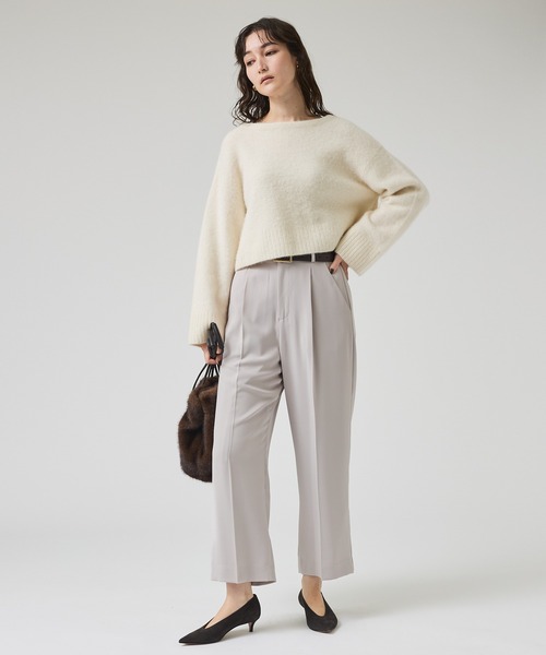 qualite(カリテ)の「マットサテンストレートパンツ/秋服/冬服/オフィスカジュアル(スラックス・レディース・モカ/アイボリー/グレイッシュブルー/チャコールグレー/ピンクベージュ・34/36/38)」の9枚目の写真