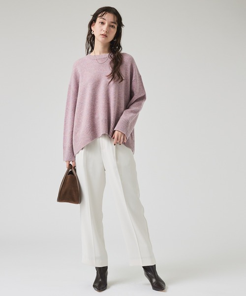 qualite(カリテ)の「マットサテンストレートパンツ/秋服/冬服/オフィスカジュアル(スラックス・レディース・モカ/アイボリー/グレイッシュブルー/チャコールグレー/ピンクベージュ・34/36/38)」の16枚目の写真