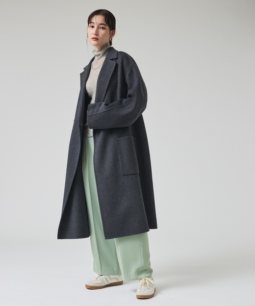 qualite(カリテ)の「マットサテンストレートパンツ/秋服/冬服/オフィスカジュアル(スラックス・レディース・モカ/アイボリー/グレイッシュブルー/チャコールグレー/ピンクベージュ・34/36/38)」の22枚目の写真