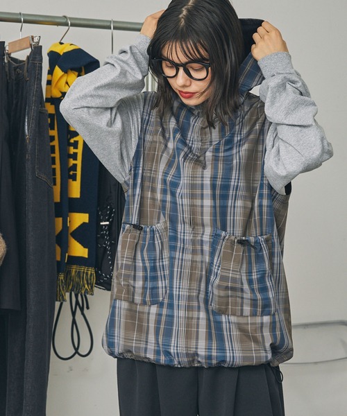 セットアップ対応】フード付きナイロンベスト MONO-MART LADY'S