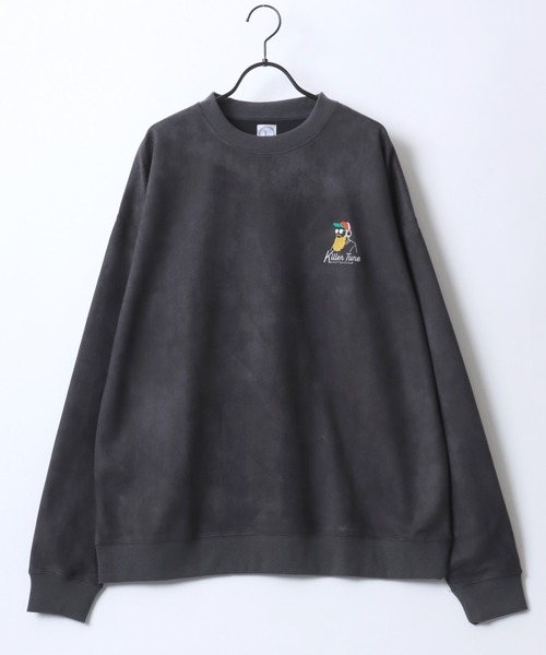 セール】Faux Suede Beard Man Embroidery Sweat/オーバーサイズ