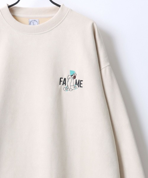 Lazar（ラザル）の「Faux Suede Beard Man Embroidery Sweat/オーバーサイズ フェイクスウェード ヒゲオジサン ワンポイント刺繍 スウェット トレーナー/レディース メンズ（スウェット・メンズ・チャコール/ホワイト系その他/ブラウン/グレー系その他/アイボリー/ブルー・L/M）」の10枚目の写真