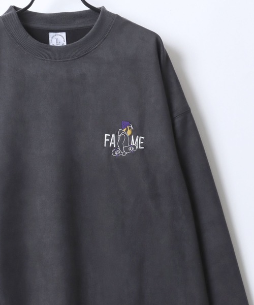 Lazar（ラザル）の「Faux Suede Beard Man Embroidery Sweat/オーバーサイズ フェイクスウェード ヒゲオジサン ワンポイント刺繍 スウェット トレーナー/レディース メンズ（スウェット・メンズ・チャコール/ホワイト系その他/ブラウン/グレー系その他/アイボリー/ブルー・L/M）」の11枚目の写真