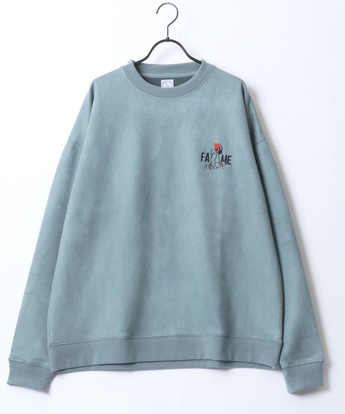 セール】Faux Suede Beard Man Embroidery Sweat/オーバーサイズ