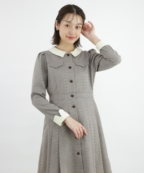 F i.n.t（フィント）の「Heleneミニチェックワンピース/fint（ワンピース・レディース・ホワイト×ブラウン/ブラック×グレー・FREE）」の8枚目の写真