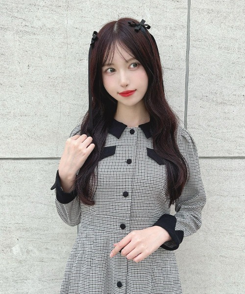 F i.n.t（フィント）の「Heleneミニチェックワンピース/fint（ワンピース・レディース・ホワイト×ブラウン/ブラック×グレー・FREE）」の3枚目の写真