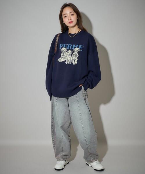 PUBLUX(パブリュクス)の「Bohemian Chop/ボヘミアンチョップ ダルメシアン ジャガード ニット 限定展開(ニット/セーター・レディース・ネイビー/グレー/ブラック・S/L/M)」の17枚目の写真