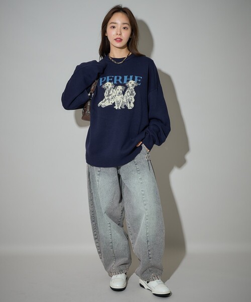 PUBLUX(パブリュクス)の「Bohemian Chop/ボヘミアンチョップ ダルメシアン ジャガード ニット 限定展開(ニット/セーター・レディース・ネイビー/グレー/ブラック・S/L/M)」の20枚目の写真