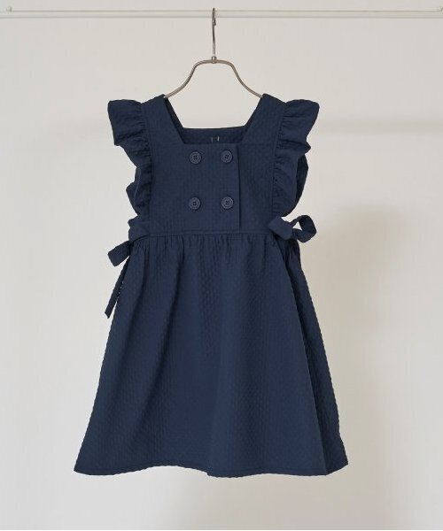 Lycee mine（リセマイン）の「【オケージョン】フリルエプロンワンピース（ジャンパースカート・キッズ・モスグリーン/ライトピンク/ベージュ/ネイビー・110cm/100cm/120cm/130cm）」の7枚目の写真