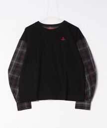 タータンチェックブロッキングポイントスリーブトップ