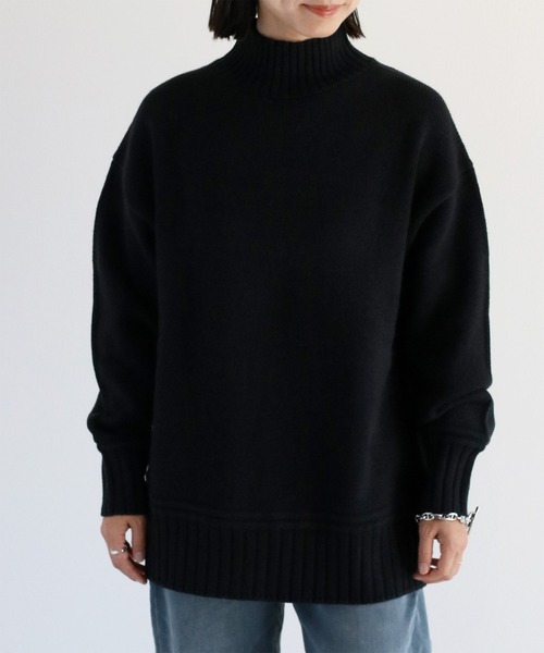 cepo（セポ）の「カシミアタッチハイネックニットプルオーバー〈バックスリット/センターパイピング〉（ニット/セーター・レディース・ブラウン/オフホワイト/ブルー/ブラック・M）」の5枚目の写真