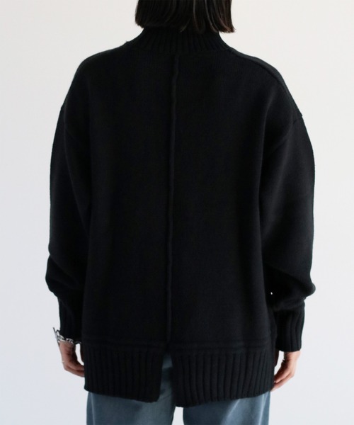 cepo（セポ）の「カシミアタッチハイネックニットプルオーバー〈バックスリット/センターパイピング〉（ニット/セーター・レディース・ブラウン/オフホワイト/ブルー/ブラック・M）」の7枚目の写真