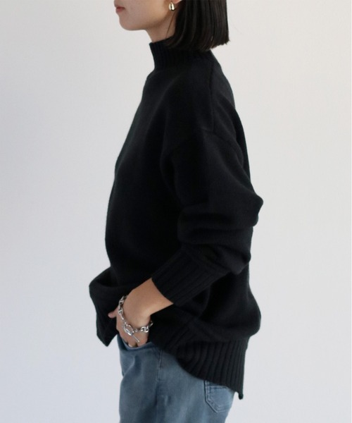 cepo（セポ）の「カシミアタッチハイネックニットプルオーバー〈バックスリット/センターパイピング〉（ニット/セーター・レディース・ブラウン/オフホワイト/ブルー/ブラック・M）」の6枚目の写真