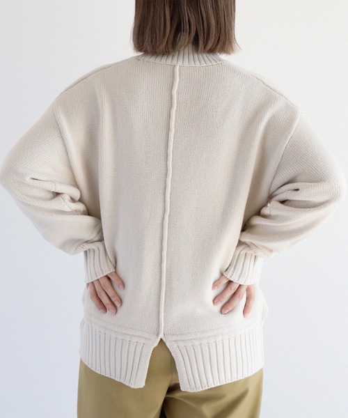 cepo（セポ）の「カシミアタッチハイネックニットプルオーバー〈バックスリット/センターパイピング〉（ニット/セーター・レディース・ブラウン/オフホワイト/ブルー/ブラック・M）」の17枚目の写真