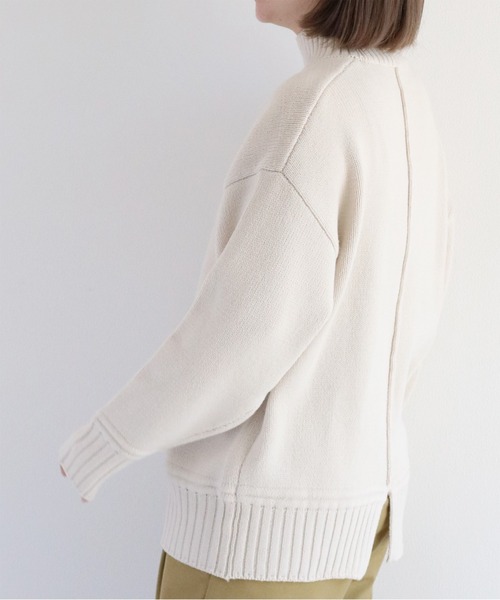 cepo（セポ）の「カシミアタッチハイネックニットプルオーバー〈バックスリット/センターパイピング〉（ニット/セーター・レディース・ブラウン/オフホワイト/ブルー/ブラック・M）」の15枚目の写真