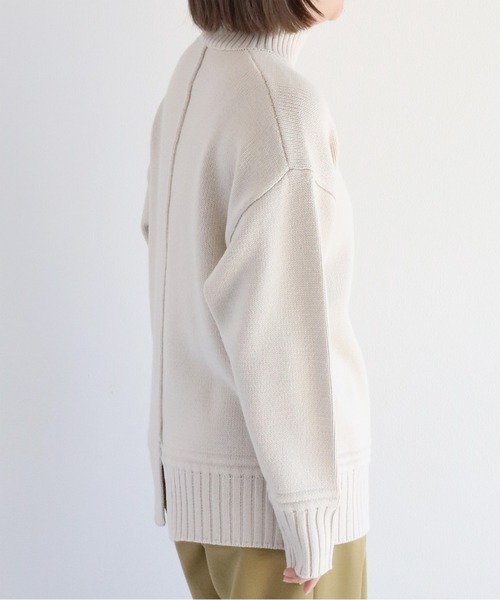 cepo（セポ）の「カシミアタッチハイネックニットプルオーバー〈バックスリット/センターパイピング〉（ニット/セーター・レディース・ブラウン/オフホワイト/ブルー/ブラック・M）」の18枚目の写真